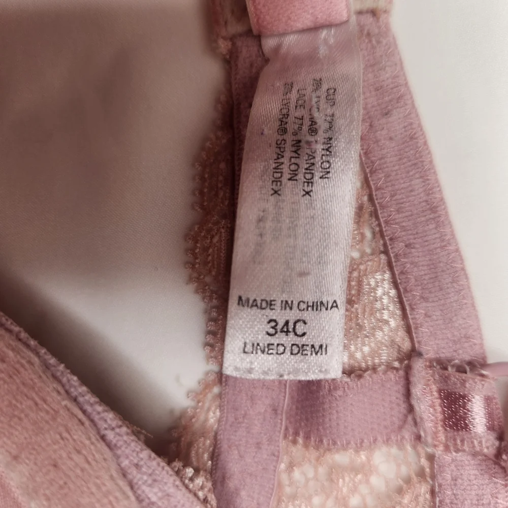 Victoria's Secret Angels Lined Demi Blush Lace Bra Women's Size 34C